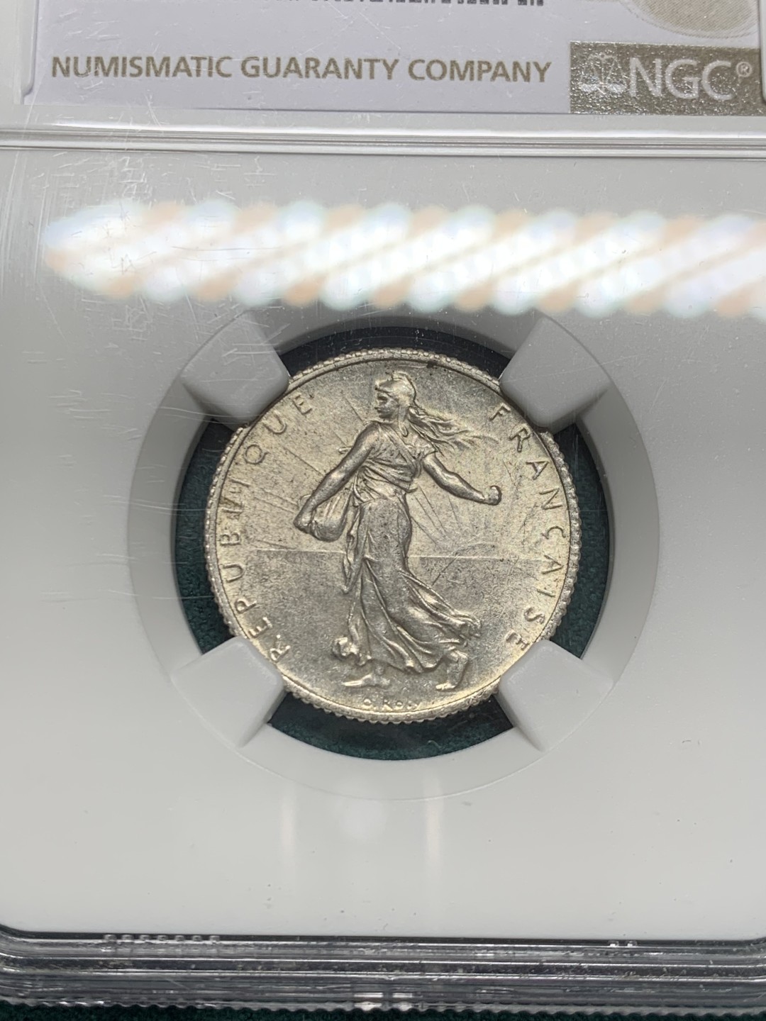 《竞宝斋》第146场-周日，周一 2场 (全场包邮) NGC-MS63 法国1919年 播种女神1法郎银币 顶级好品