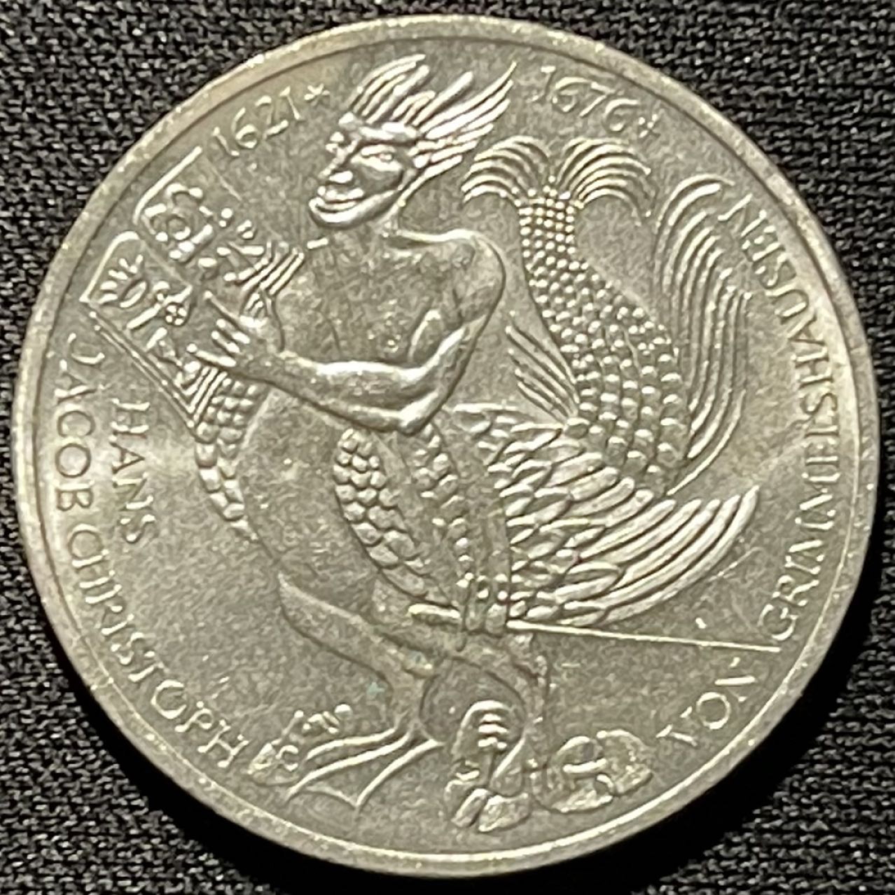 紫瑗钱币——第260期拍卖 联邦德国 1976年 D厂 格里姆·肖森逝世300周年 5马克 11.2克 0.625银 UNC