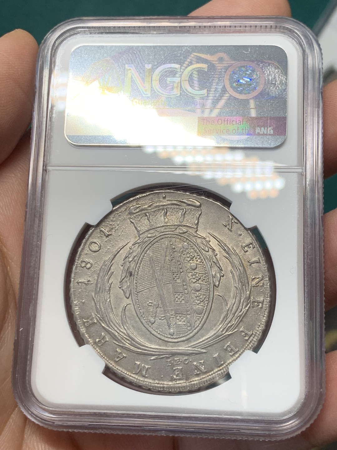 《竞宝斋》第146场-周日，周一 2场 (全场包邮) NGC-AU58 德国萨克森1801年1泰勒大银币