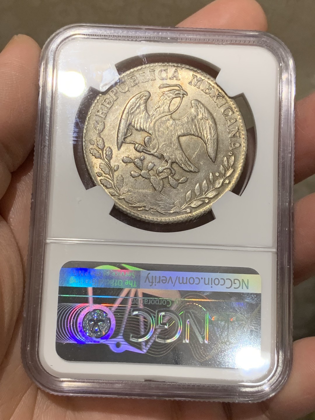 《竞宝斋》第146场-周日，周一 2场 (全场包邮) NGC MS62 墨西哥 1862年 中期 花边鹰洋 五彩光度好