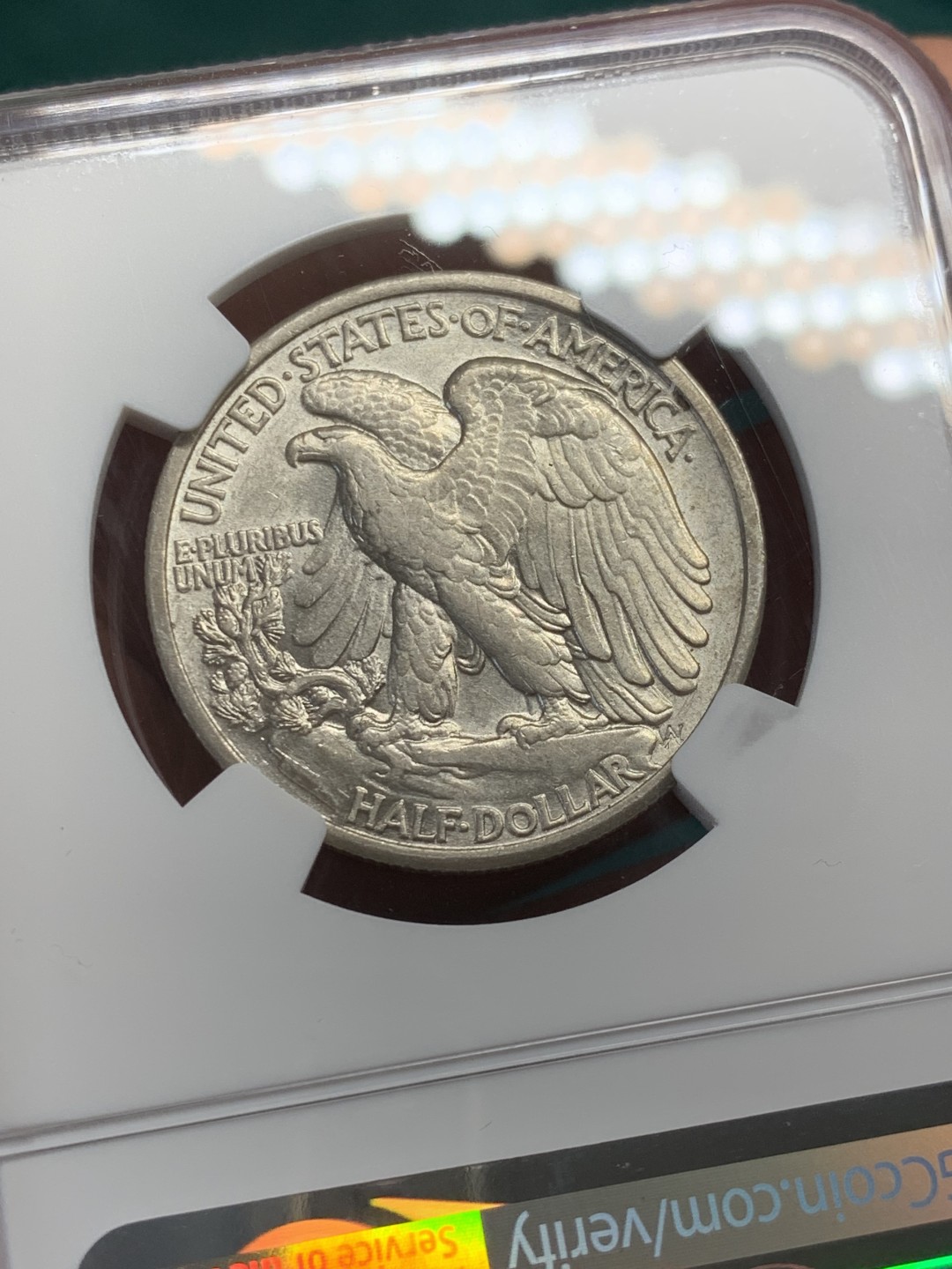 《竞宝斋》第146场-周日，周一 2场 (全场包邮) NGC-AU58 美国1943年 行走女神半圆 原光银币