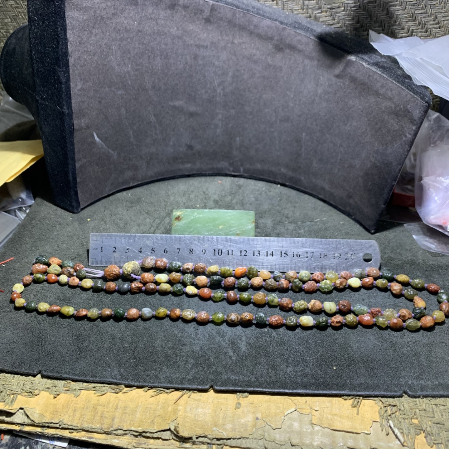 精美高玉化俏色阿拉善筋脉玛瑙原石108项链一条