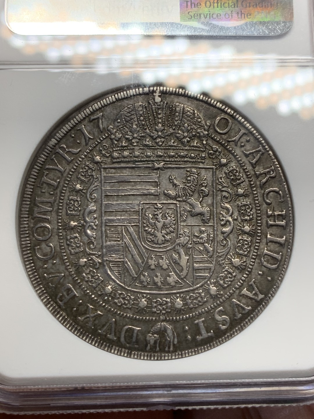 《竞宝斋》第146场-周日，周一 2场 (全场包邮) NGC AU58 神圣罗马帝国 利奥波德一世  1701年 猪嘴泰勒 大银币 热门大波浪 原味包浆 细节好