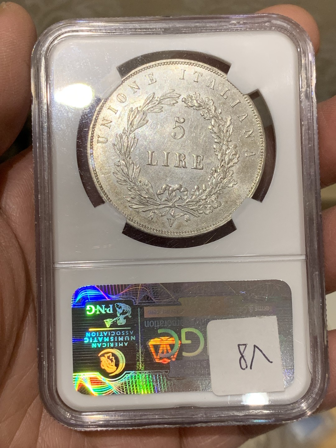 《竞宝斋》第146场-周日，周一 2场 (全场包邮) 亚军分！NGC-MS63PL 意大利威尼斯1848年飞狮5里拉大银 镜面prooflike，NGC一共只评出5枚