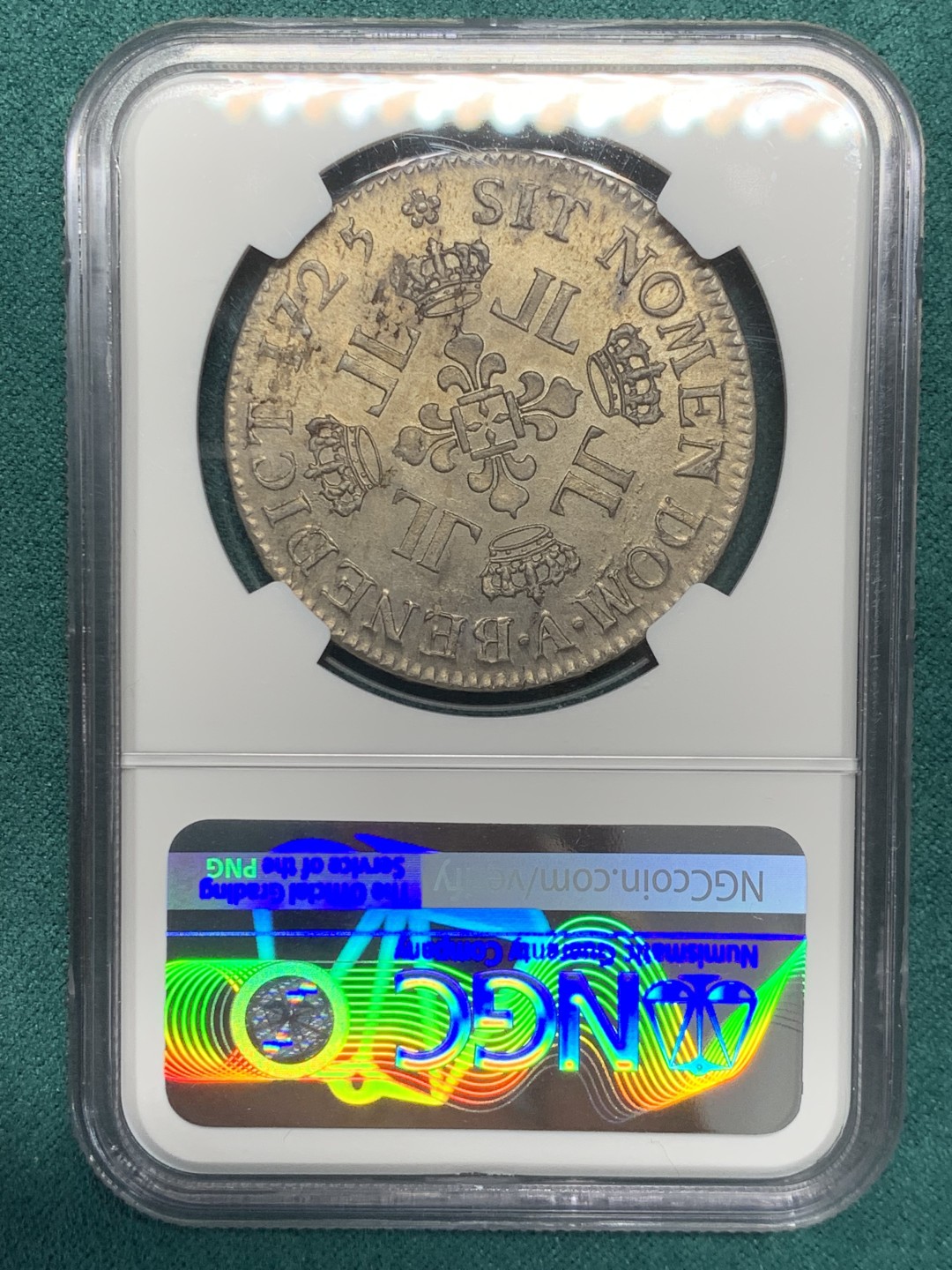 《竞宝斋》第146场-周日，周一 2场 (全场包邮) NGC MS64 法国 1725年 路易十五 年轻头像 埃居大银币 近乎完美的状态！