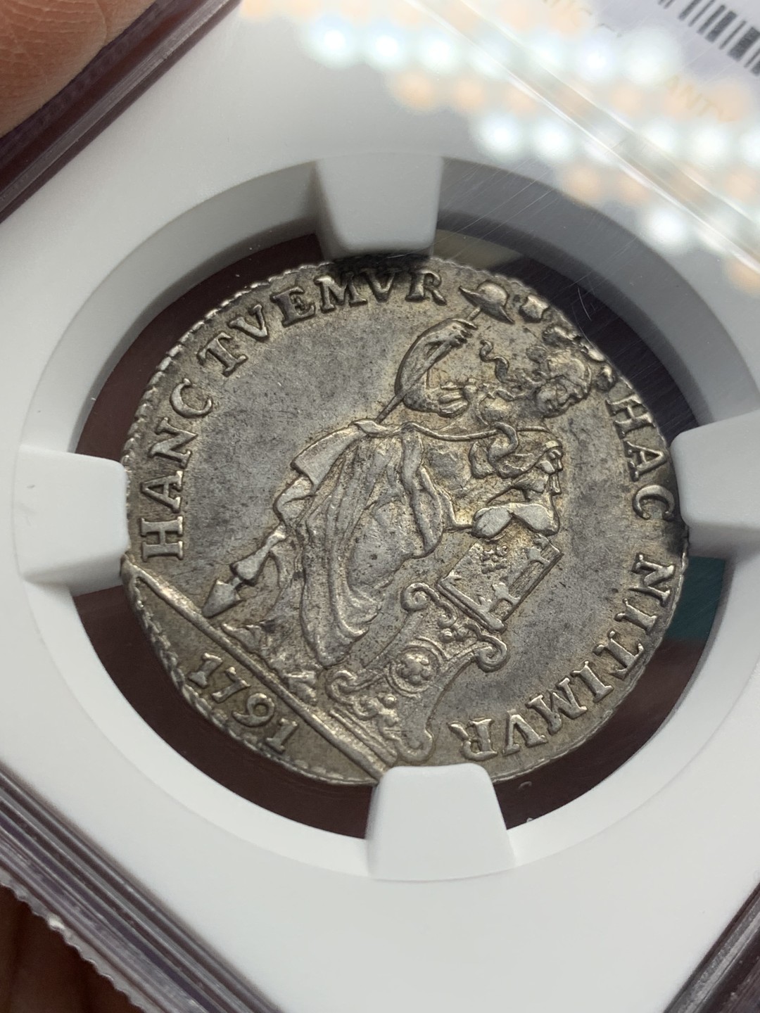 《竞宝斋》第146场-周日，周一 2场 (全场包邮) NGC-AU53 荷兰1791年 站人1盾银币 乌德勒支造 黑包浆