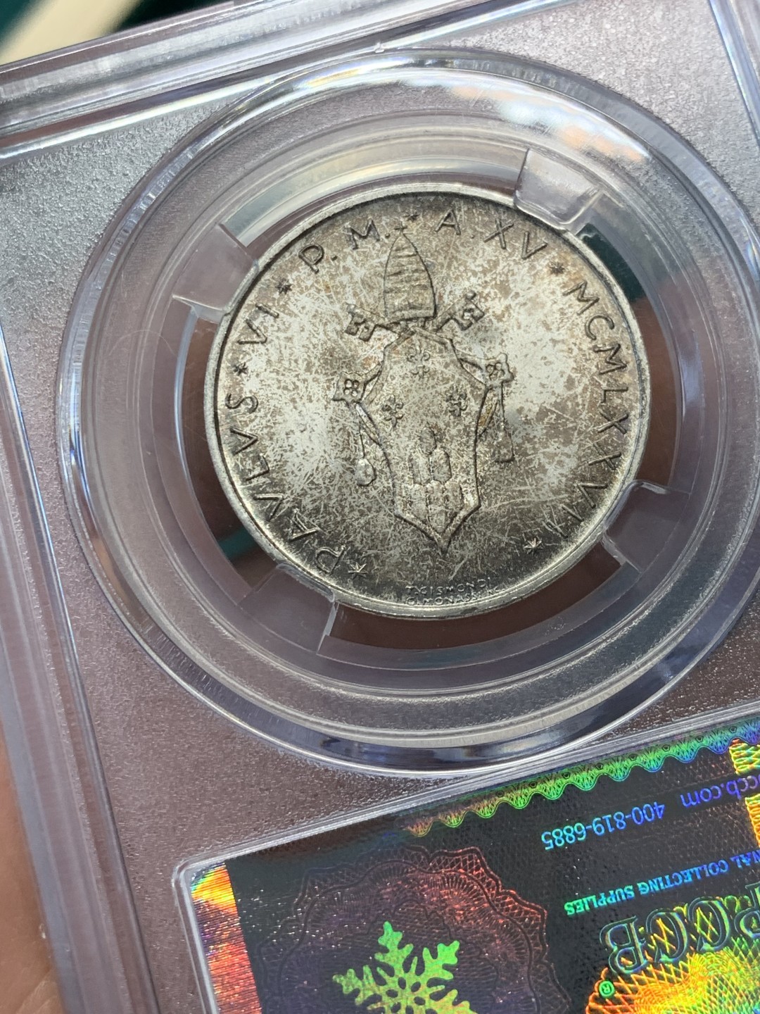 《竞宝斋》第146场-周日，周一 2场 (全场包邮) 梵蒂冈1977年500里拉，集成中世纪前教会艺术设计，四格动物寓意在后世被鸽子及绵羊替代