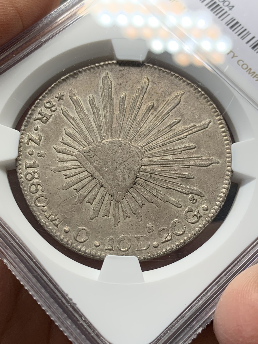 《竞宝斋》第146场-周日，周一 2场 (全场包邮) NGC AU53 墨西哥 1860年 8R 花边鹰洋 原味包浆 底板平整 不错