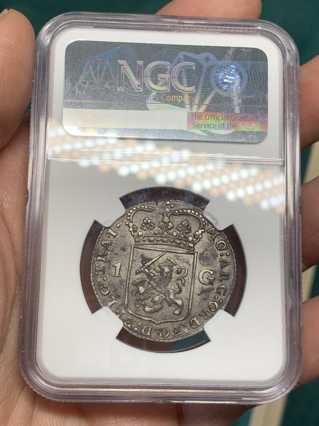 《竞宝斋》第146场-周日，周一 2场 (全场包邮) NGC-AU53 荷兰1791年 站人1盾银币 乌德勒支造 黑包浆