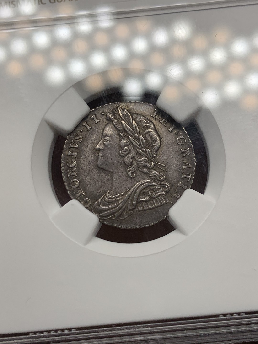 《竞宝斋》第146场-周日，周一 2场 (全场包邮) NGC MS62 英国乔治二世 1732年 6便士银币 稀见品种 玫瑰版本