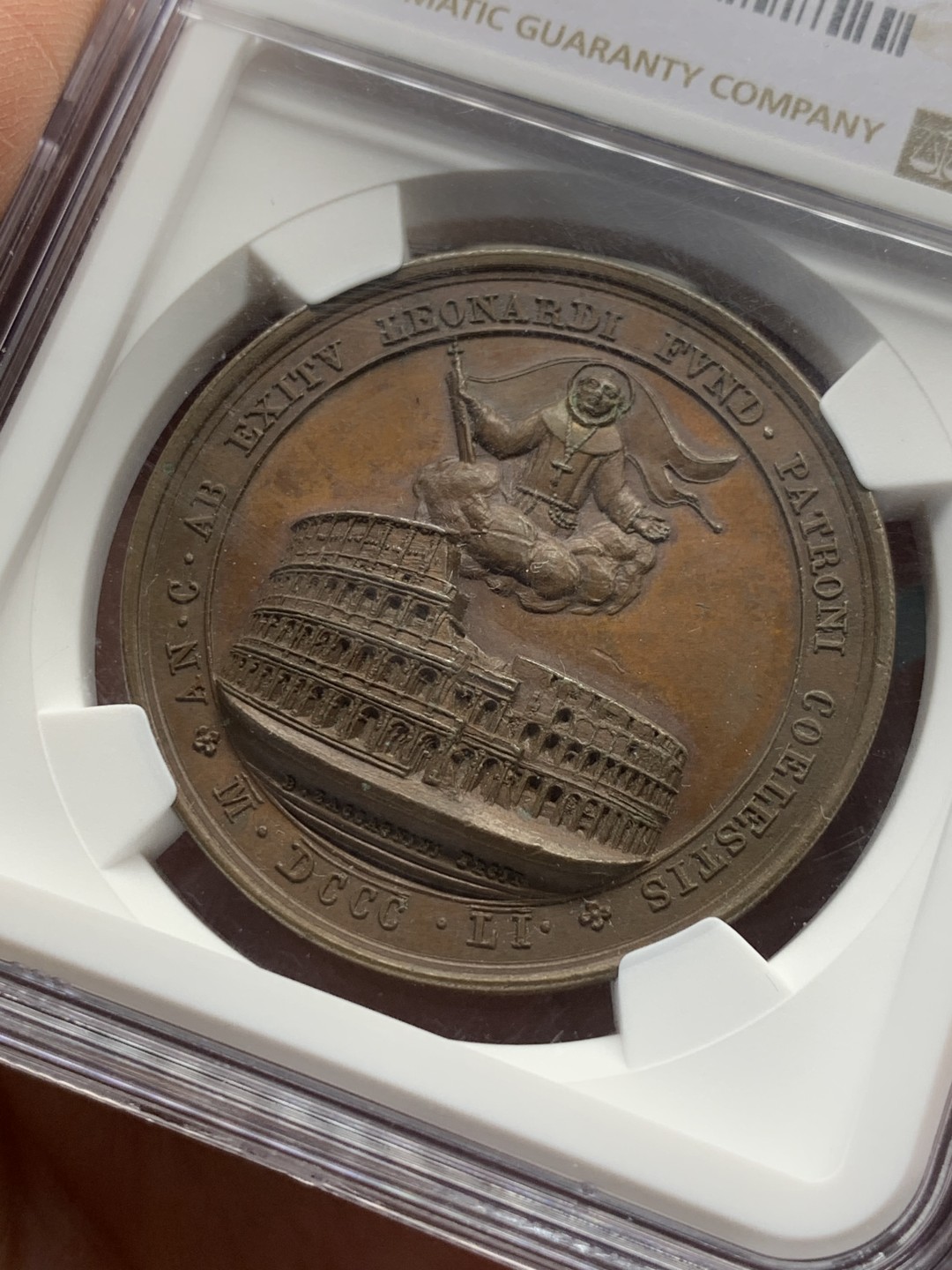 《竞宝斋》第146场-周日，周一 2场 (全场包邮) NGC MS63 1851年梵蒂冈高浮雕精美铜章 稀少 难得品相状态一流 加厚盒装