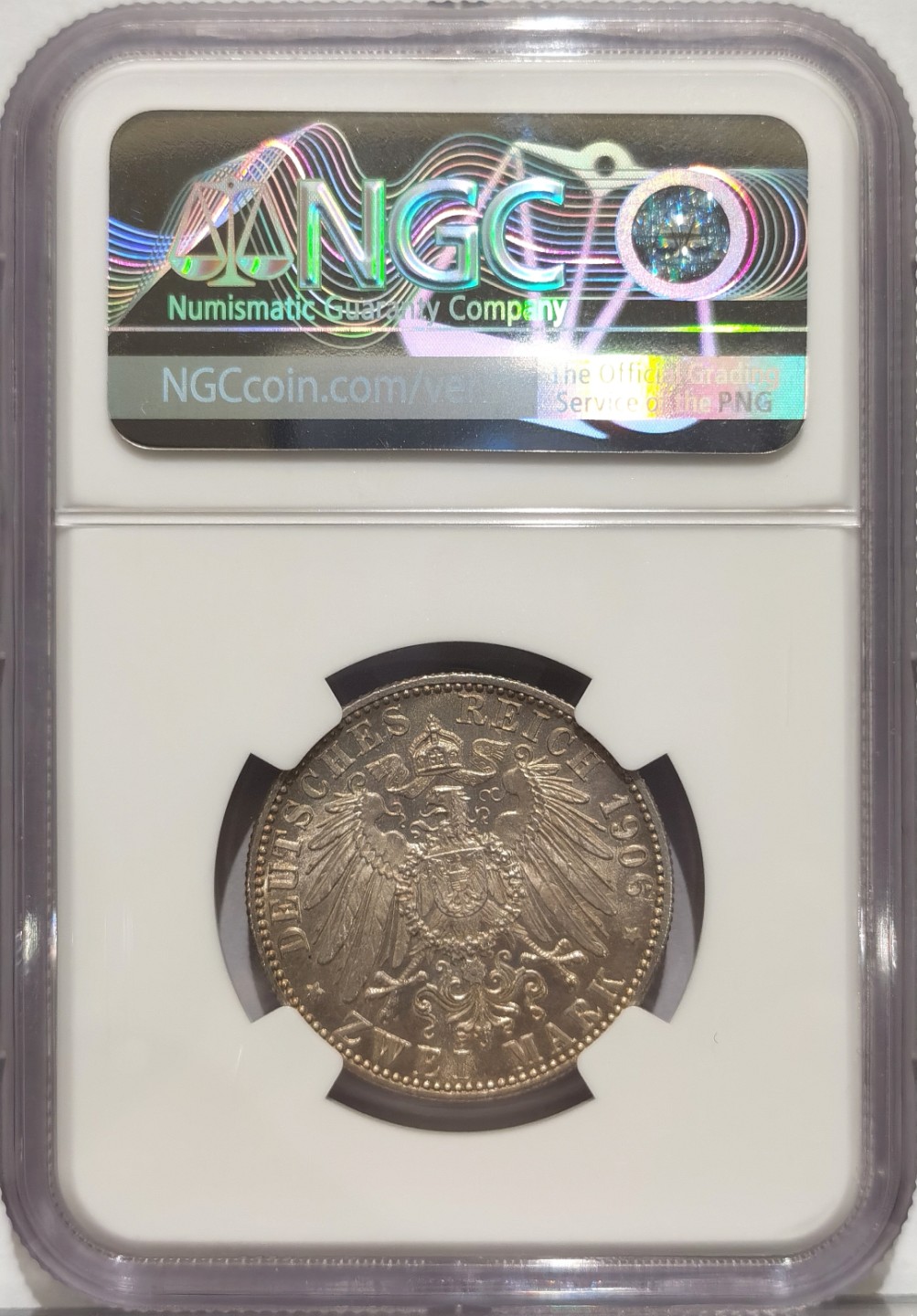 博洋堂“臻选之作”世界钱币精品专场暨第020期（全场包邮） NGC MS65 1906年德国巴登金婚2马克纪念银币