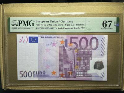PMG67亚军分欧盟2002年德国版500欧元二签 - PMG67亚军分欧盟2002年德国版500欧元二签