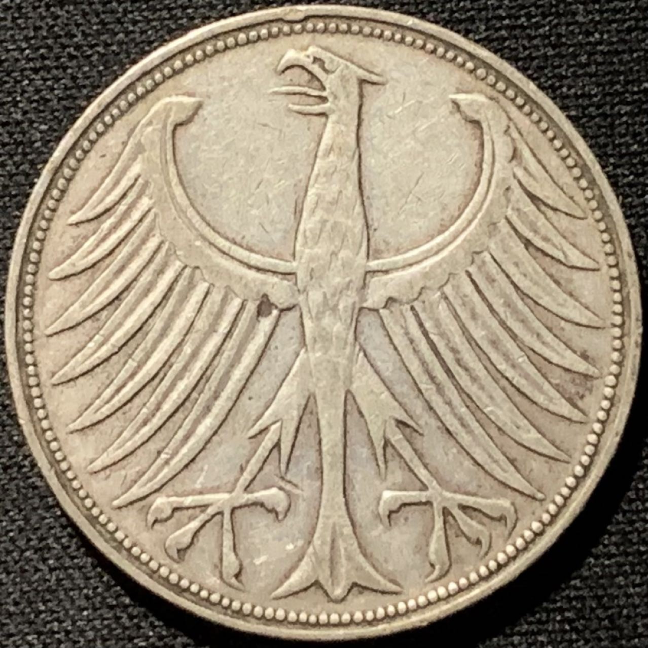 紫瑗钱币——第261期拍卖 联邦德国 1951年 G厂 流通 5马克 11.2 0.625银