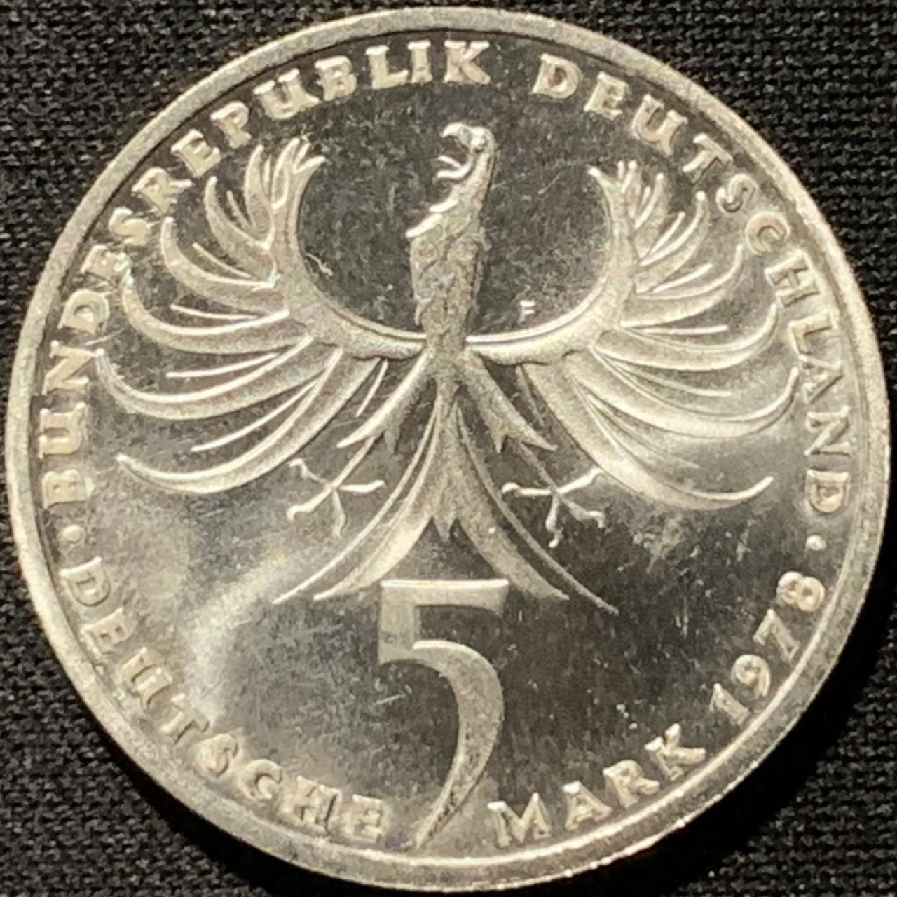 紫瑗钱币——第261期拍卖 联邦德国 1978年 F厂 诺依曼逝世225周年 5马克 11.2克 0.625银 UNC