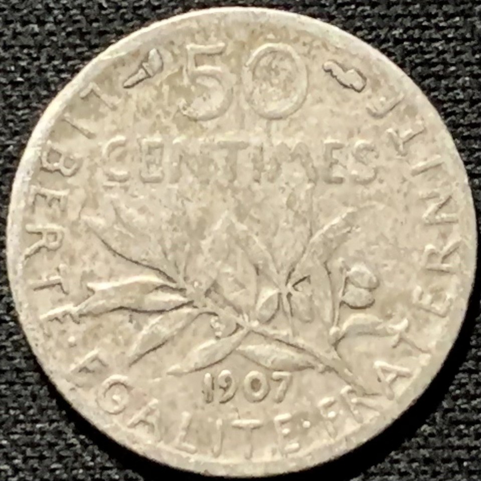 紫瑗钱币——第261期拍卖 法国 1907年 播种女神 50分 2.5克 0.835银