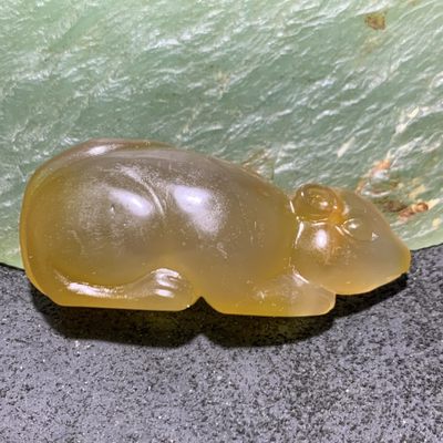 精美蒙料战国红玛瑙高润度金沙料雕刻招财鼠吊坠一个！ - 精美蒙料战国红玛瑙高润度金沙料雕刻招财鼠吊坠一个！