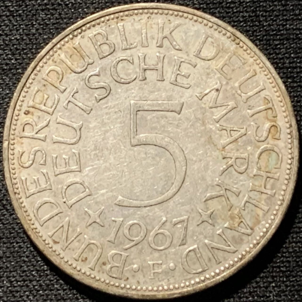 紫瑗钱币——第261期拍卖 联邦德国 1967年 F厂 流通 5马克 11.2 0.625银