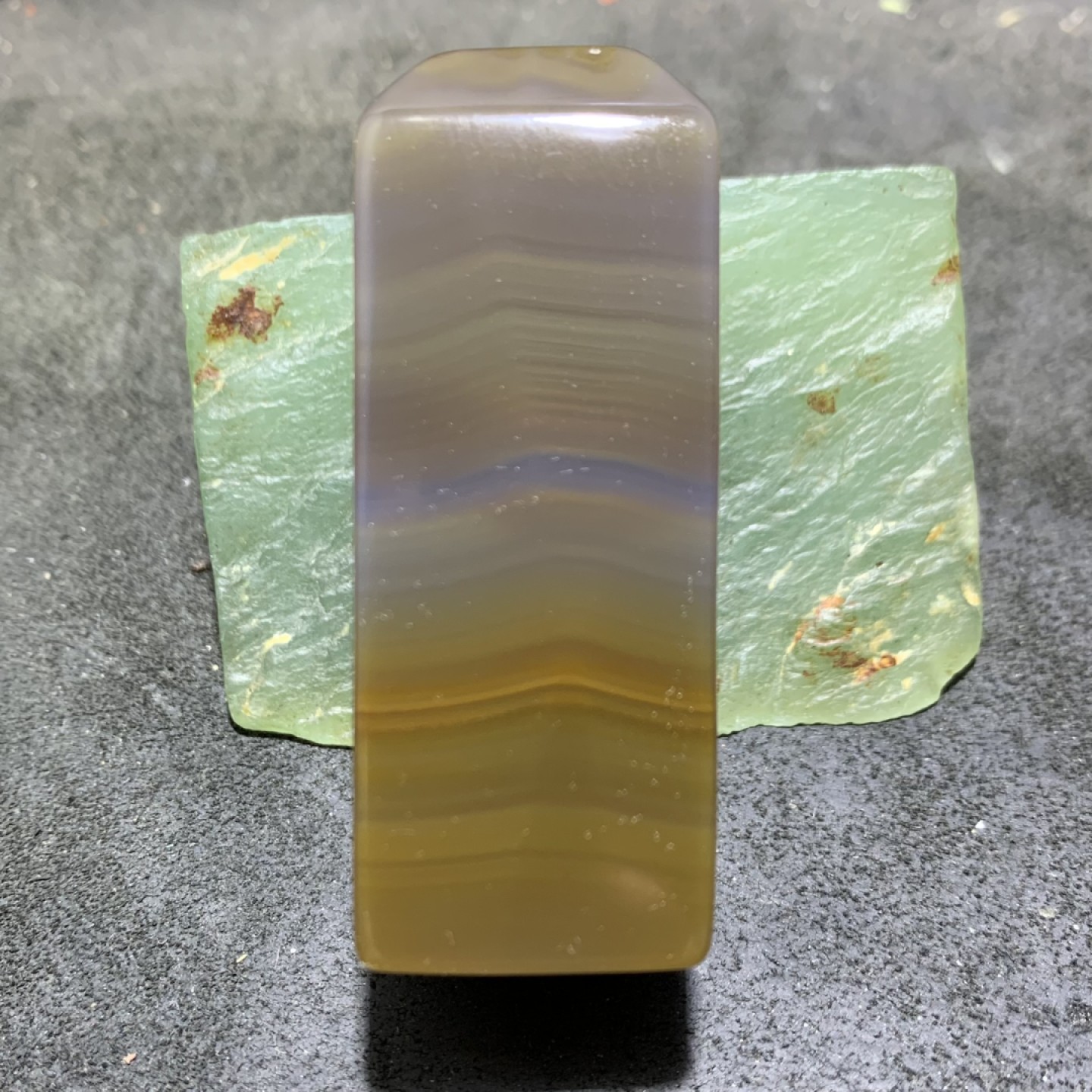 精美高玉化巴西缠丝玛瑙千层纹章料一方，