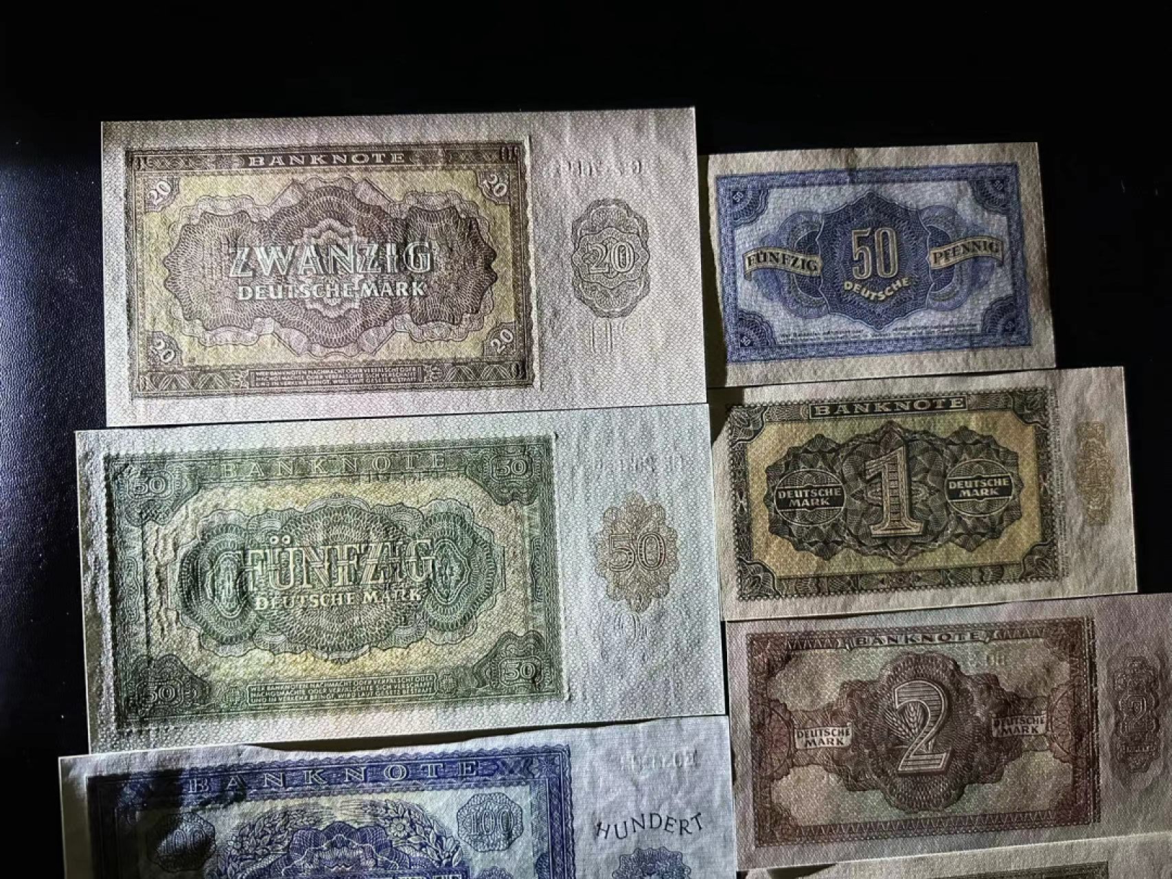 《外钞收藏家》第二百五十三期（德法意专场） 民主德国1948年全套9枚，0.5-1000马克 全新 100和1000有星星点点潮