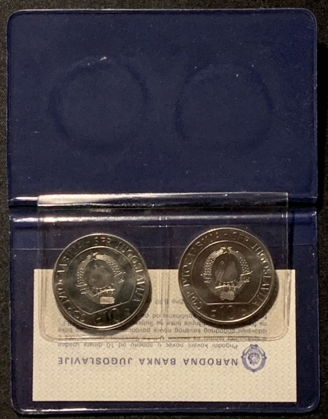 紫瑗钱币——第267期拍卖 南斯拉夫 1983年 纳若维河战役和苏捷斯卡河战役 40周年 纪念币 2枚套 精制 原包装