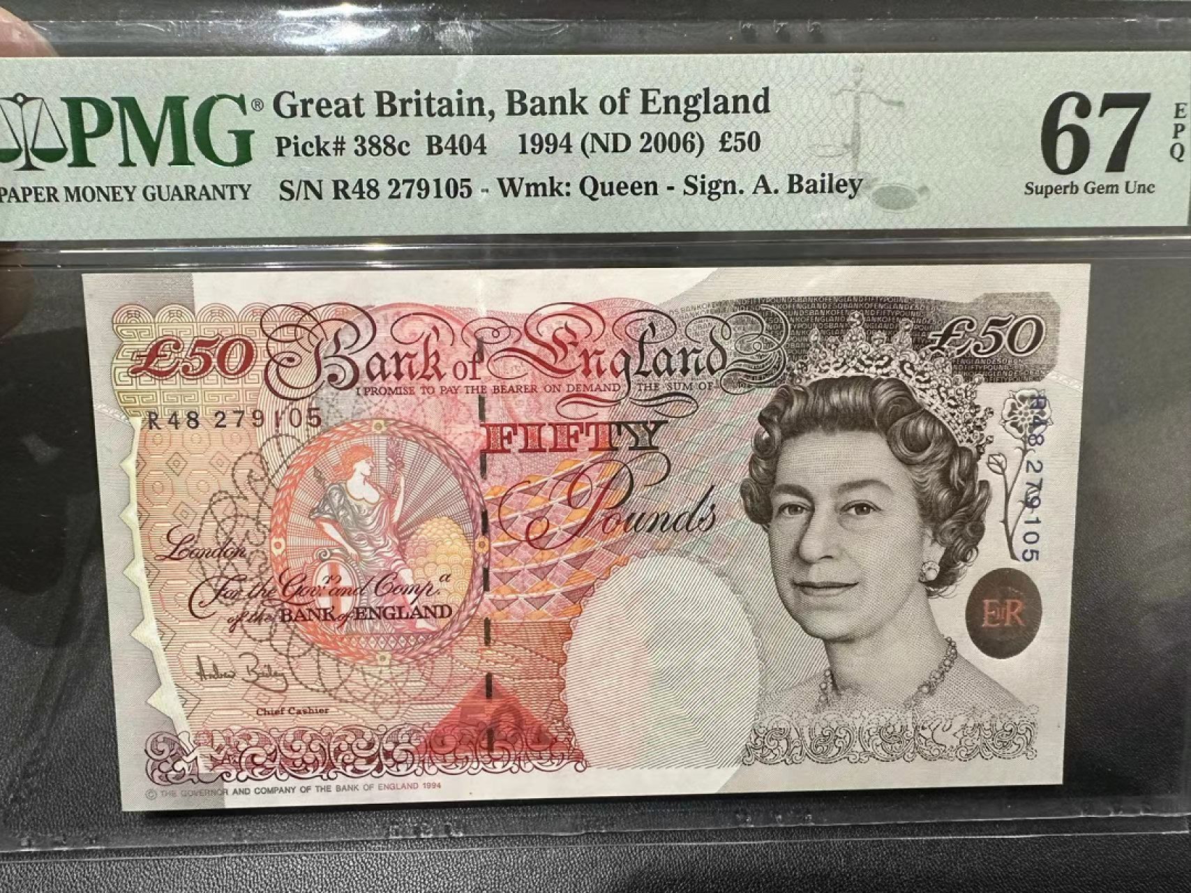 《外钞收藏家》第二百五十四期（连拍第二场） 1994年英国E序列50镑 PMG67