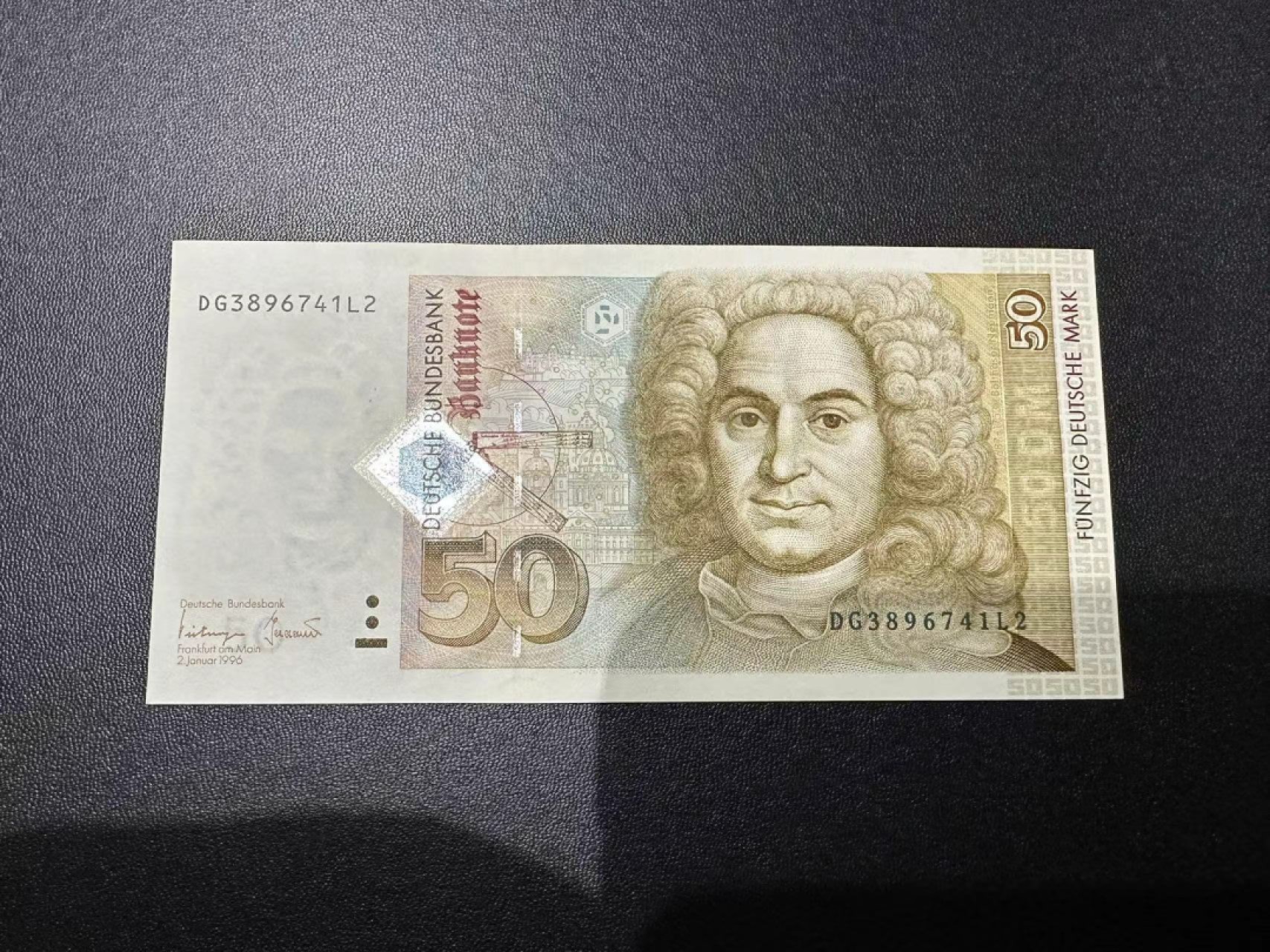 《外钞收藏家》第二百五十三期（德法意专场） 联邦德国1996年50马克 近全新 无折 但有大面积癍