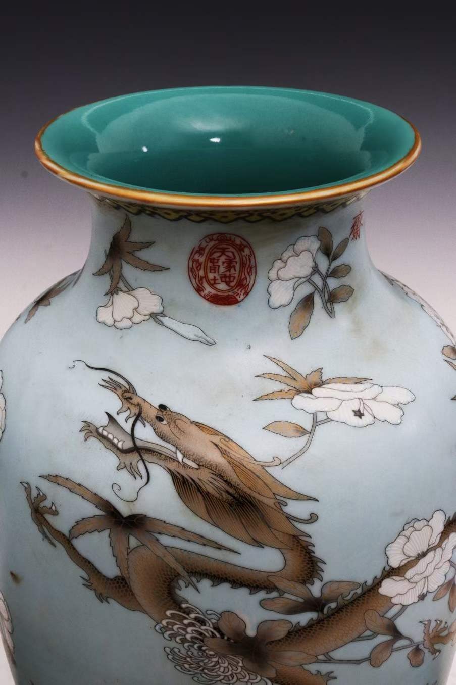 美品.款式“长春永庆”大雅斋慈禧太后专用瓷粉彩龙纹象腿瓶