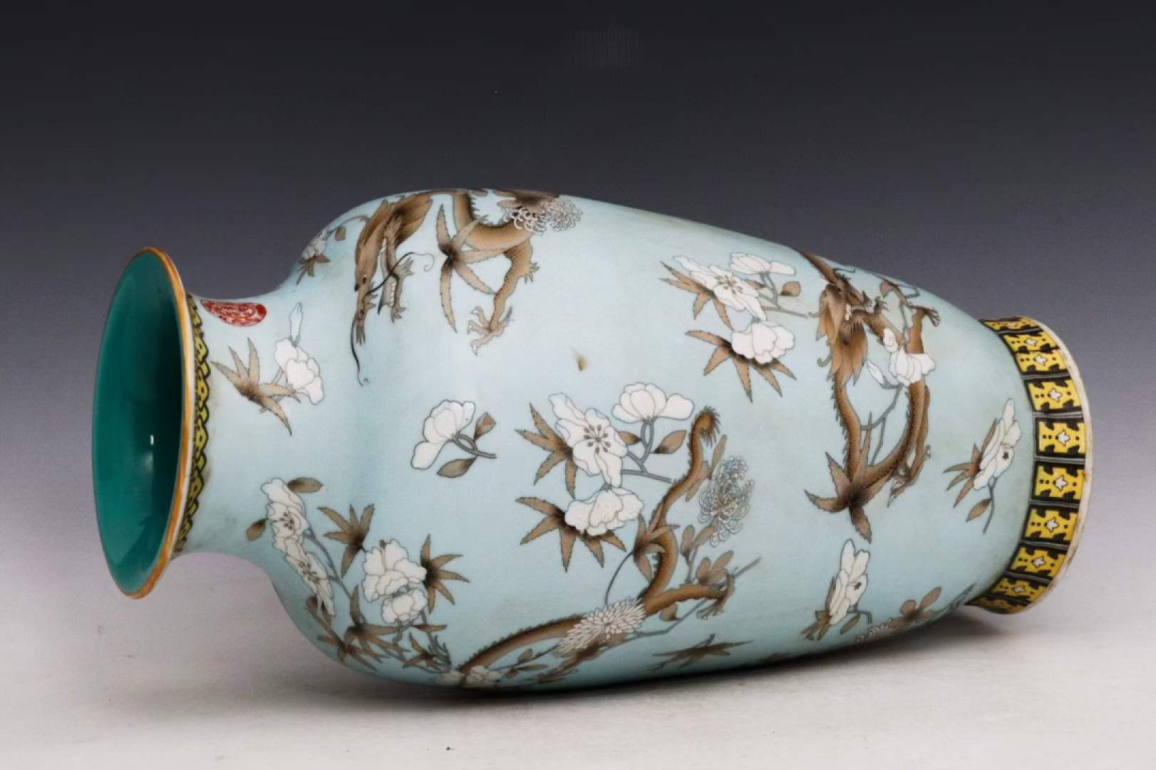 美品.款式“长春永庆”大雅斋慈禧太后专用瓷粉彩龙纹象腿瓶