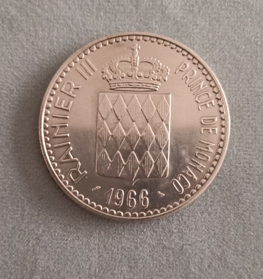德国马克欧洲章牌摆件第十期 1966年摩纳哥10法郎纪念银币25g，纪念查理三世登基100周年