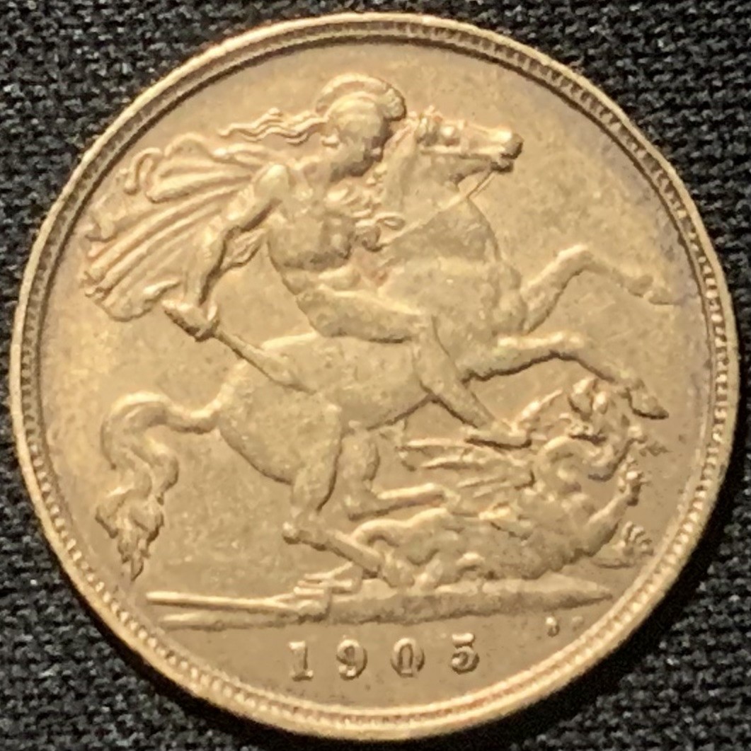 紫瑗钱币——第264期拍卖 英国 1905年 爱德华七世 1/2磅 3.999克 0.917金