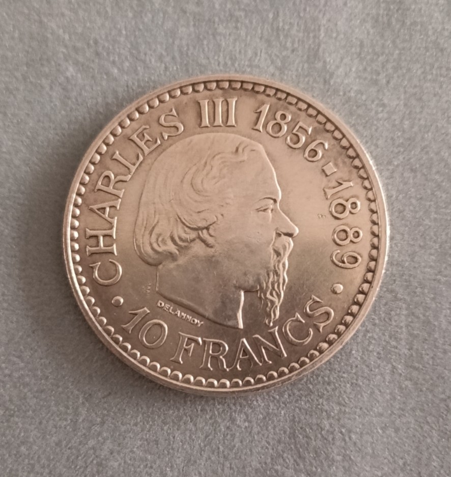 德国马克欧洲章牌摆件第十期 1966年摩纳哥10法郎纪念银币25g，纪念查理三世登基100周年