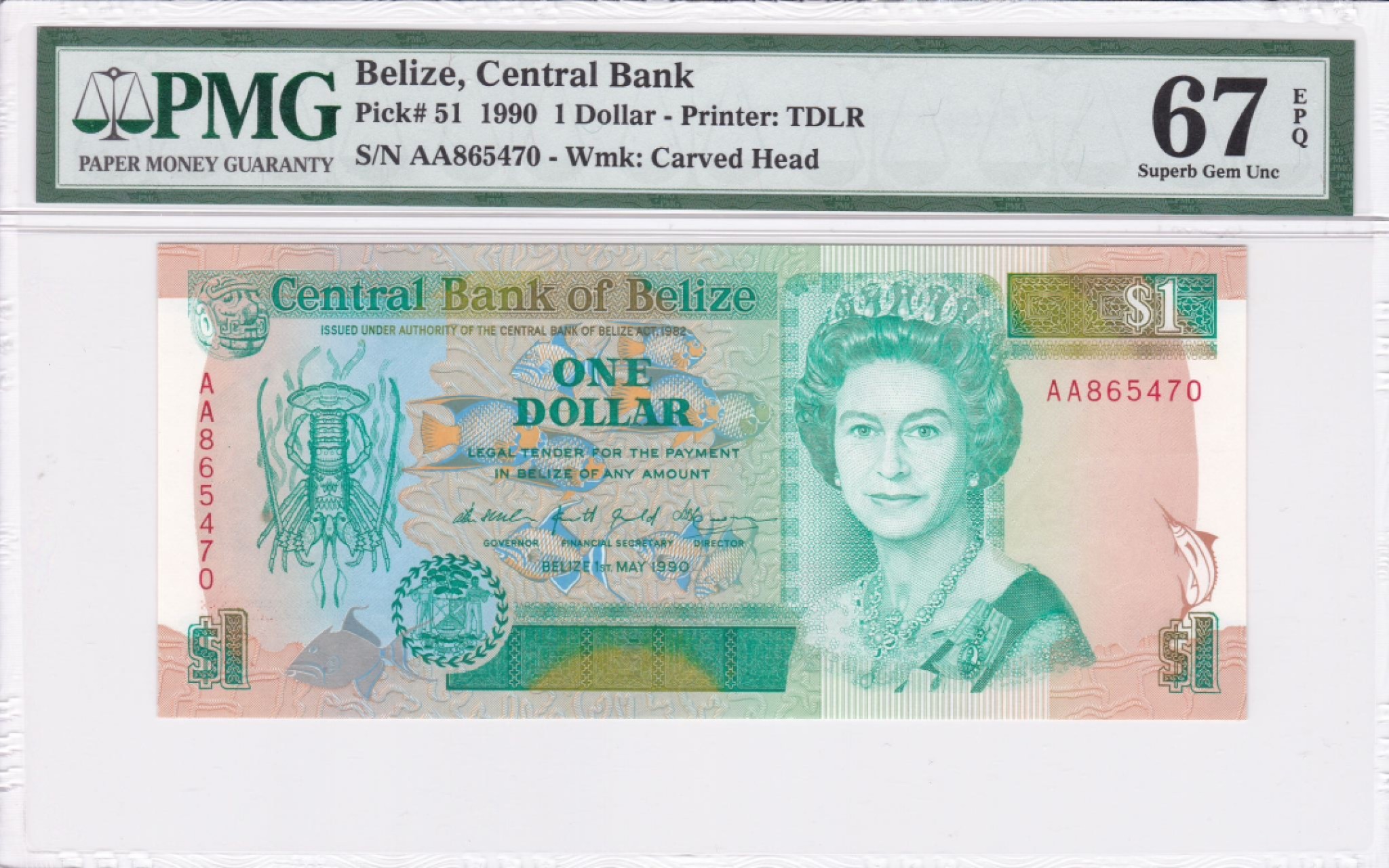 收藏联盟Quantum Auction 第243期拍卖 已更新 伯利兹1990年1元 PMG67 AA首发冠