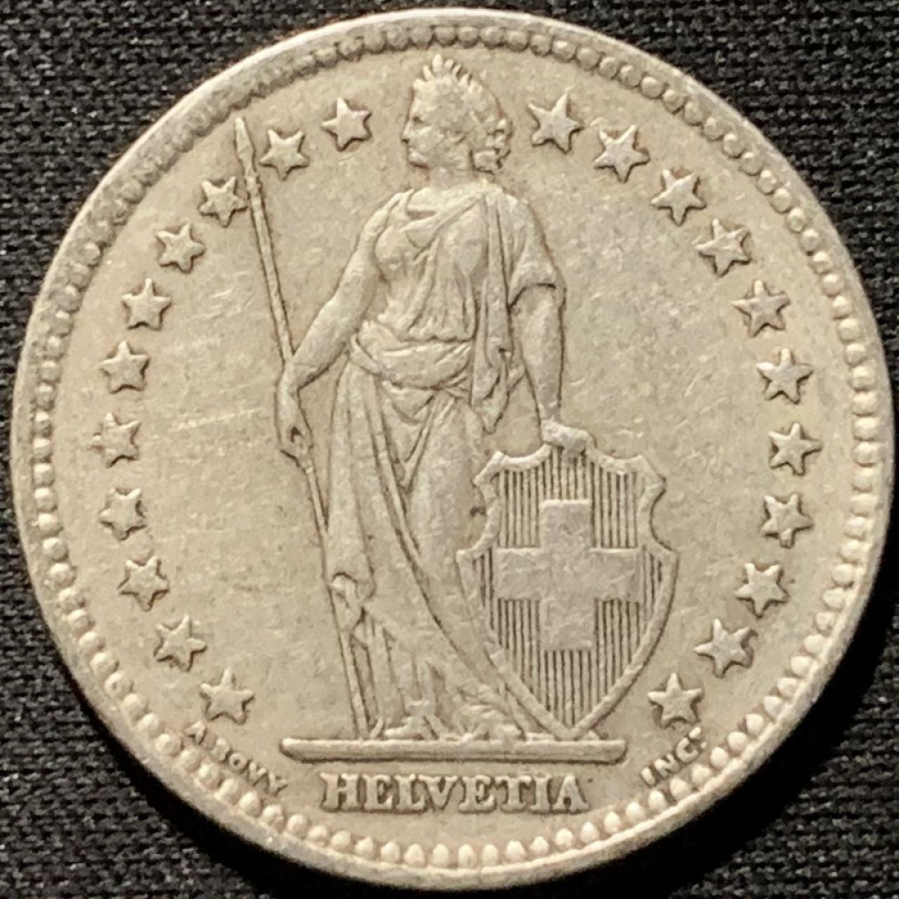 紫瑗钱币——第261期拍卖 瑞士 1944年 赫尔维蒂亚 2法郎 10克 0.835银