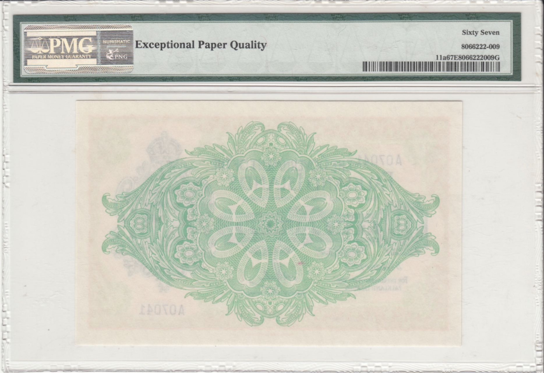 收藏联盟Quantum Auction 第242期拍卖  福克兰群岛1975年10镑 PMG67 首发A冠 最高面值冠军分