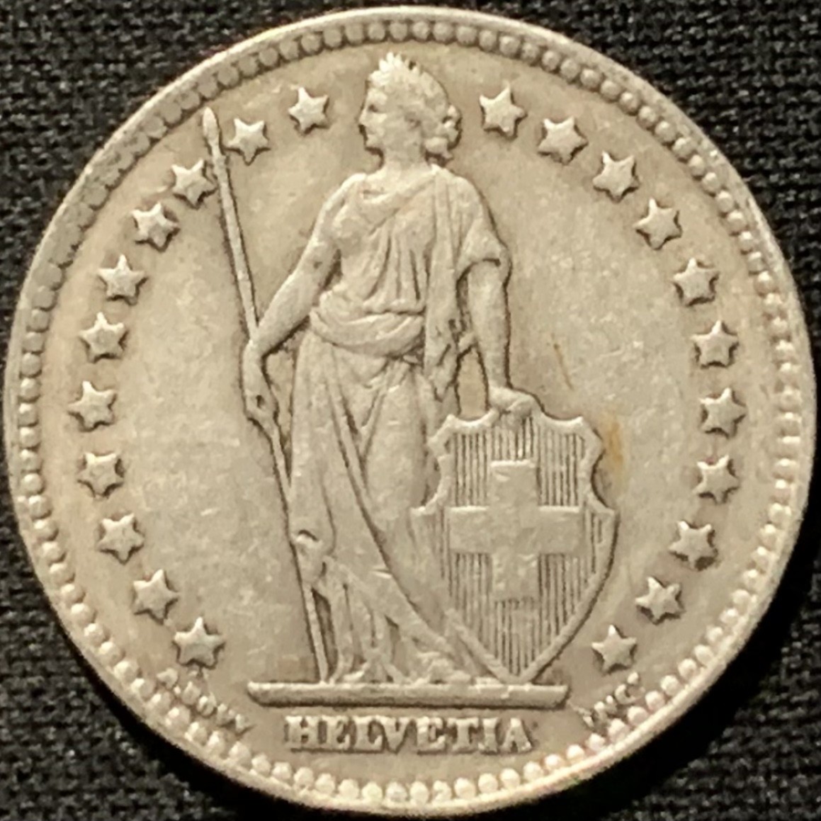紫瑗钱币——第261期拍卖  瑞士 1943年 赫尔维蒂亚 1法郎 5克 0.835银