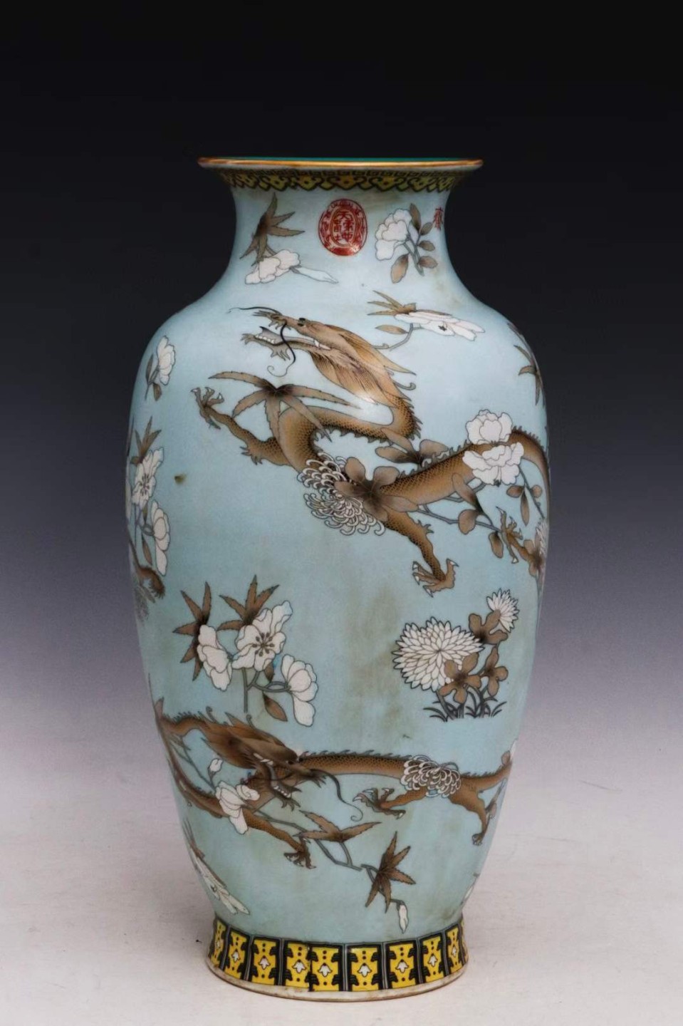 美品.款式“长春永庆”大雅斋慈禧太后专用瓷粉彩龙纹象腿瓶