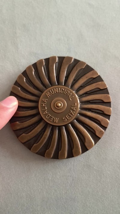 德国马克欧洲章牌摆件第十期 葡萄牙大铜章，Medalha市，8cm，可转动
