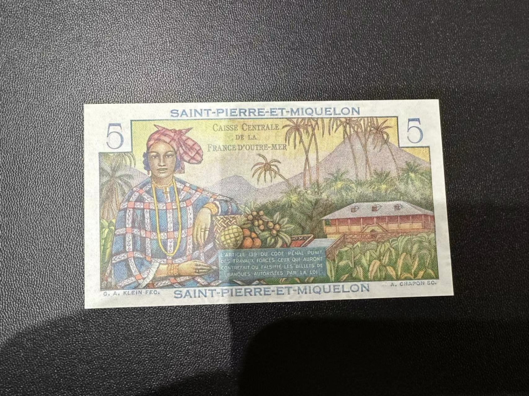 《外钞收藏家》第二百五十五期（连拍第三场） 法属圣皮尔和密克隆5法郎 全新UNC