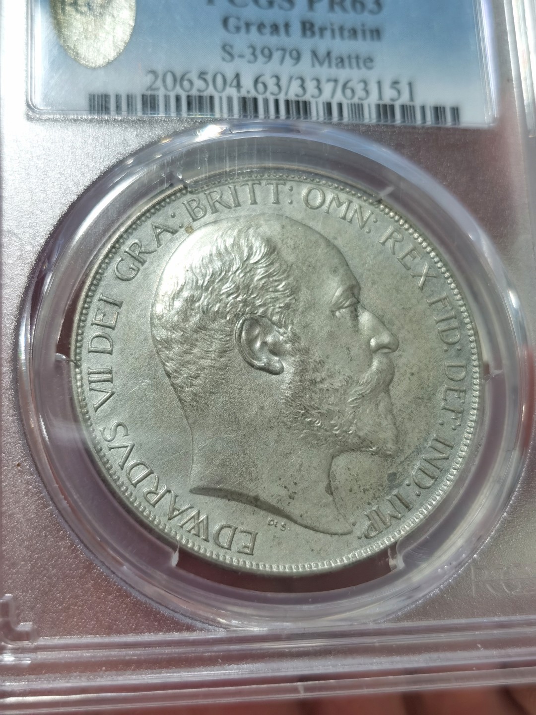 博洋堂“臻选之作”世界钱币精品专场暨第020期（全场包邮） PCGS PR63 英国1902年爱德华七世磨砂精制1克朗 细节出众，轻扫描感，英伦翡翠绿包浆