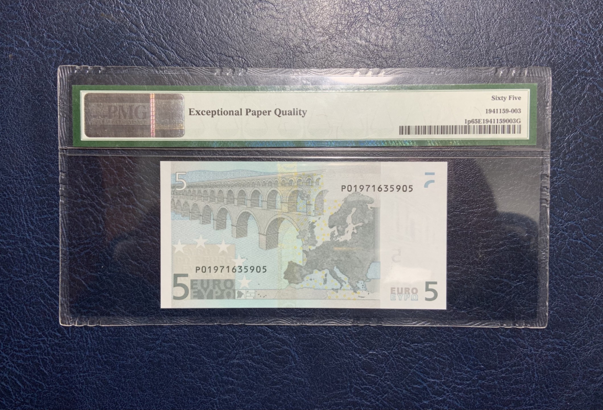 收藏联盟Quantum Auction 第242期拍卖  欧盟国家/荷兰2002年5欧元 PMG65 第一签 号码无4