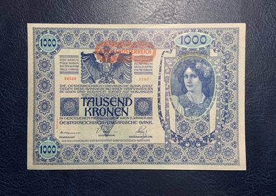 收藏联盟Quantum Auction 第243期拍卖 已更新 - 奥地利1902年1000克朗 品相UNC- 大票幅