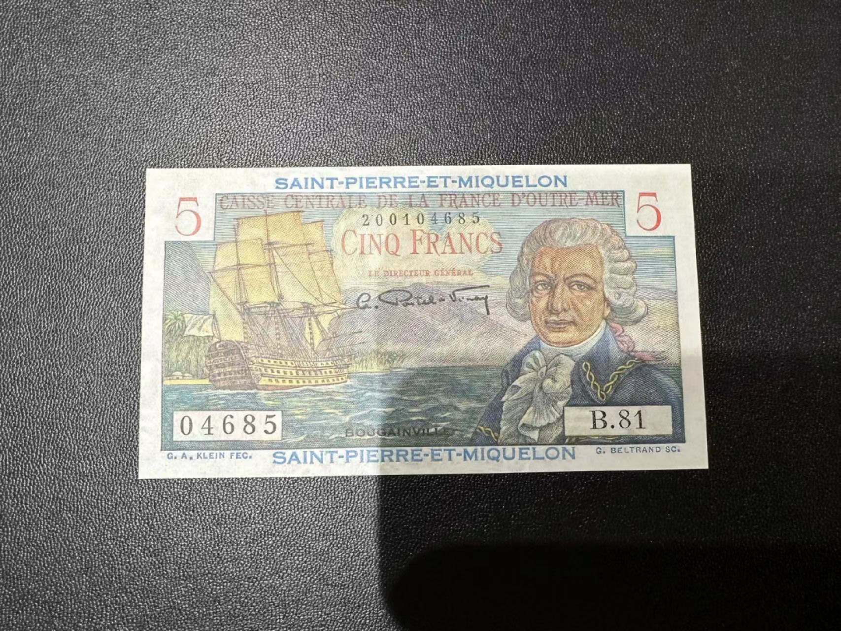 《外钞收藏家》第二百五十五期（连拍第三场） 法属圣皮尔和密克隆5法郎 全新UNC