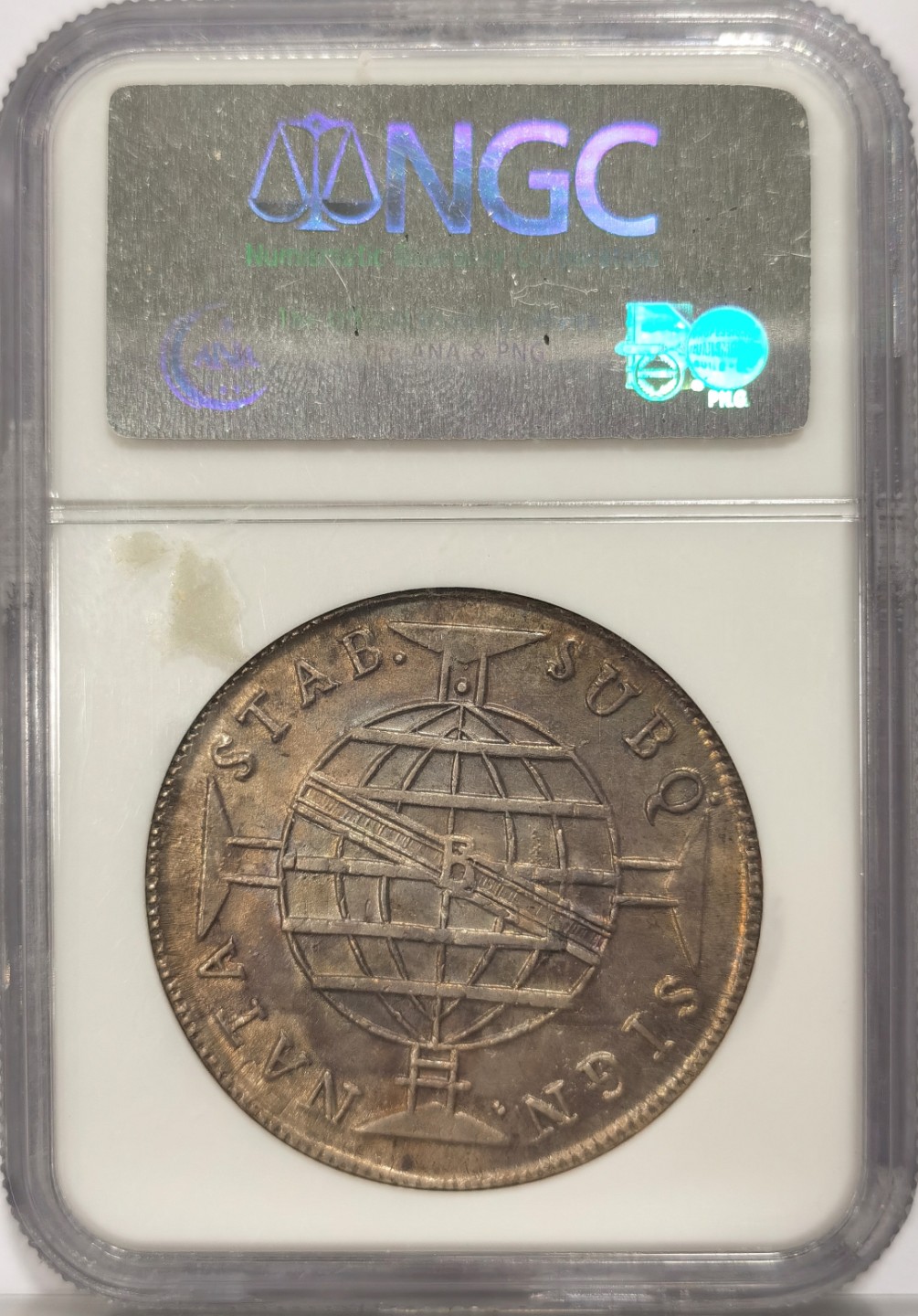 博洋堂“臻选之作”世界钱币精品专场暨第020期（全场包邮） NGC MS62 1815年葡属巴西960R大银 币面泛着美美的紫金彩包浆，如少女般丝滑的皮肤，谁拥有谁知道