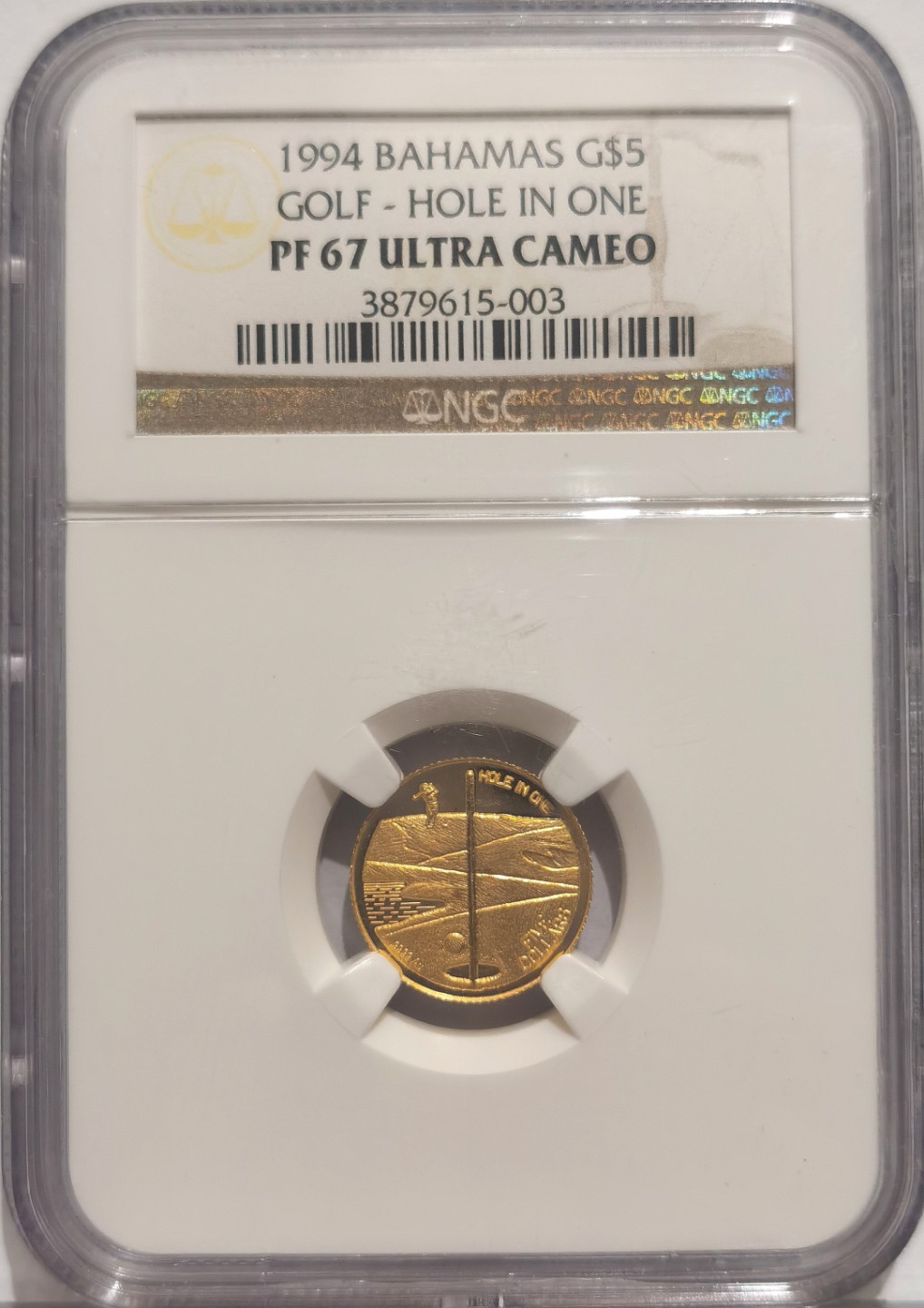 博洋堂“臻选之作”世界钱币精品专场暨第020期（全场包邮） NGC PF67UC 巴哈马1994年高尔夫一杆进洞1/10盎司金币