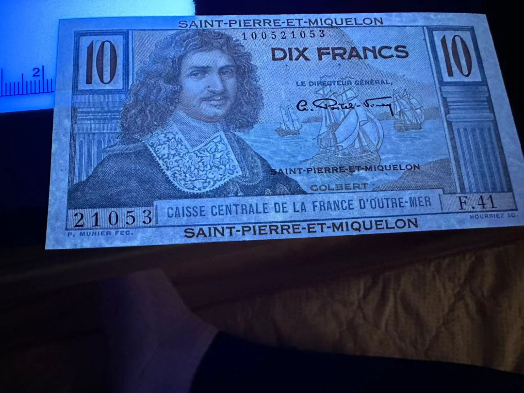 《外钞收藏家》第二百五十五期（连拍第三场） 法属圣皮尔和密克隆10法郎 近全新 受潮