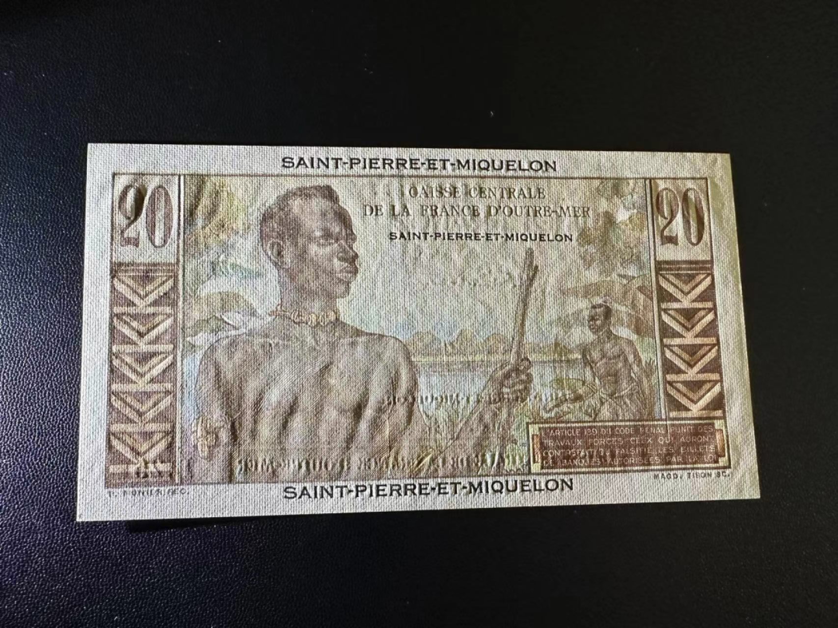 《外钞收藏家》第二百五十五期（连拍第三场） 法属圣皮尔和密克隆20法郎 近全新 受潮