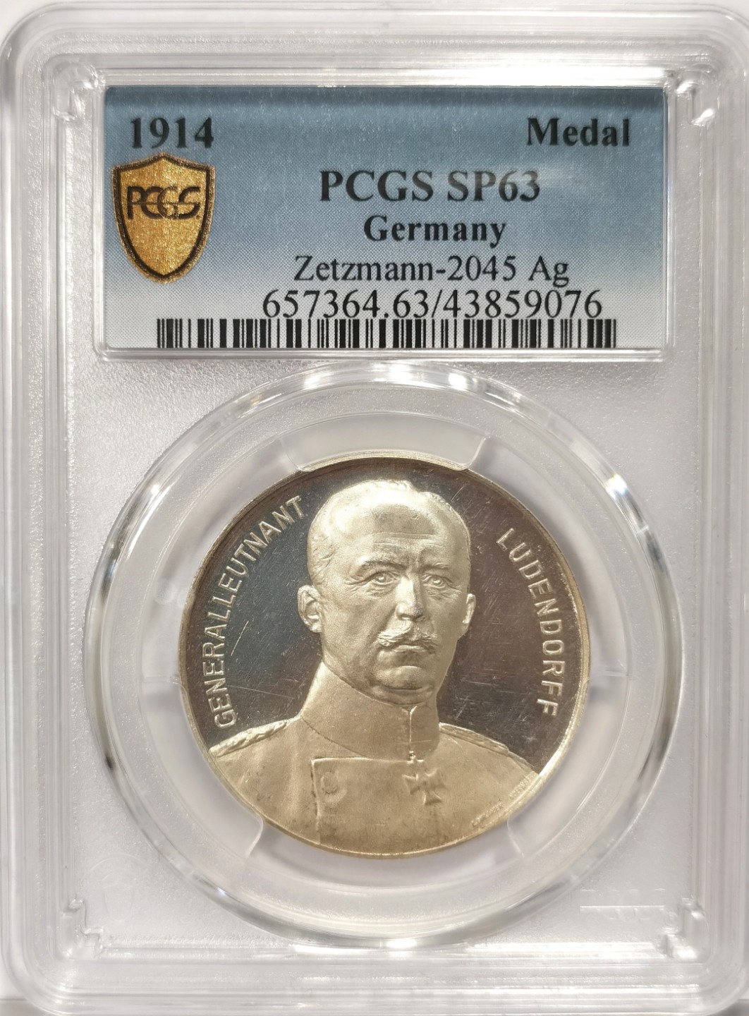 博洋堂“臻选之作”世界钱币精品专场暨第020期（全场包邮） PCGS SP63 1914德国一战东线鲁登道夫纪念银章，干净光亮，SBP64分2022年成交价2000元，不含佣金