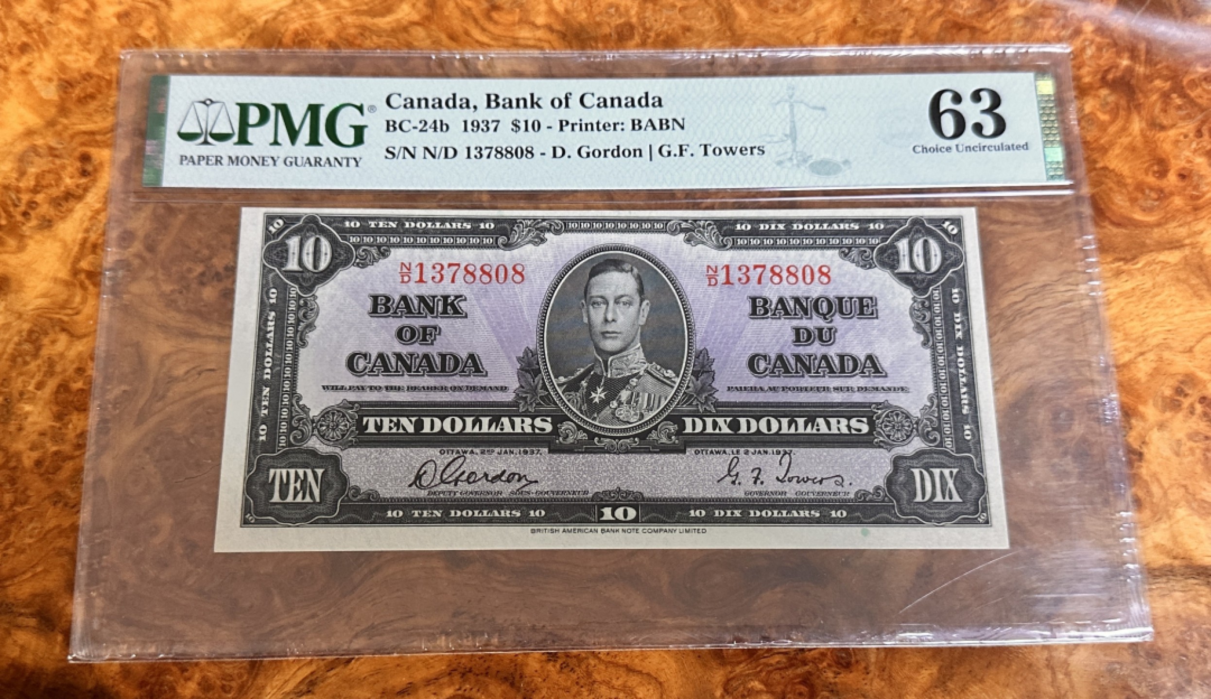 Chase Auction 第20期 - - 外钞、民国钞和人民币混合场！ 1937年加拿大10元，PMG63！