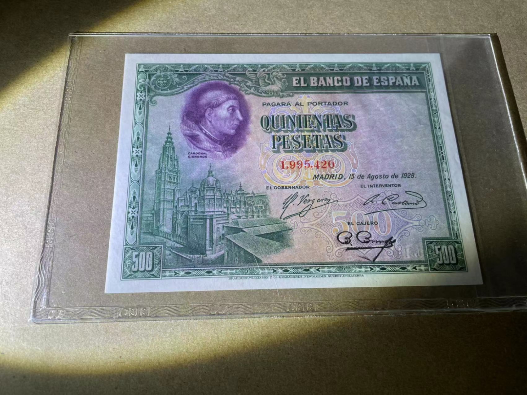 【Blue Auction】✨世界纸币精拍第306期——南越豹子【精】 西班牙 1928年500比塞塔 大方块 全新UNC